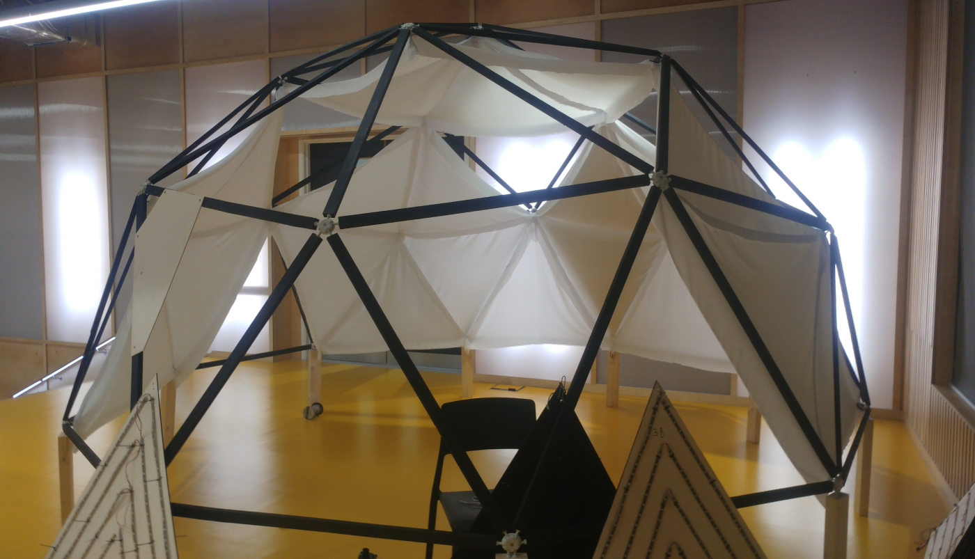 Fabric cover hanging in the dome