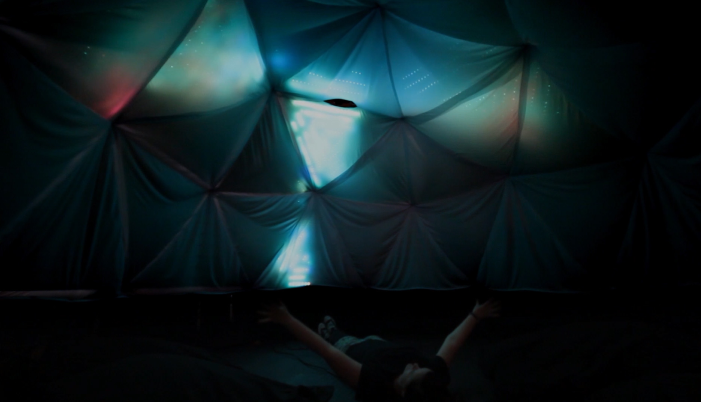 LEDs reacting to a person lying in the dome